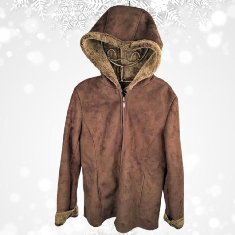 Donna Salyer's Fabulous Furs Faux Suede & Faux Fur Hooded Coat